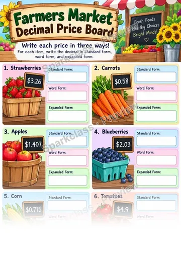 Expanded and Standard Decimal Forms — Grade 5 worksheet preview