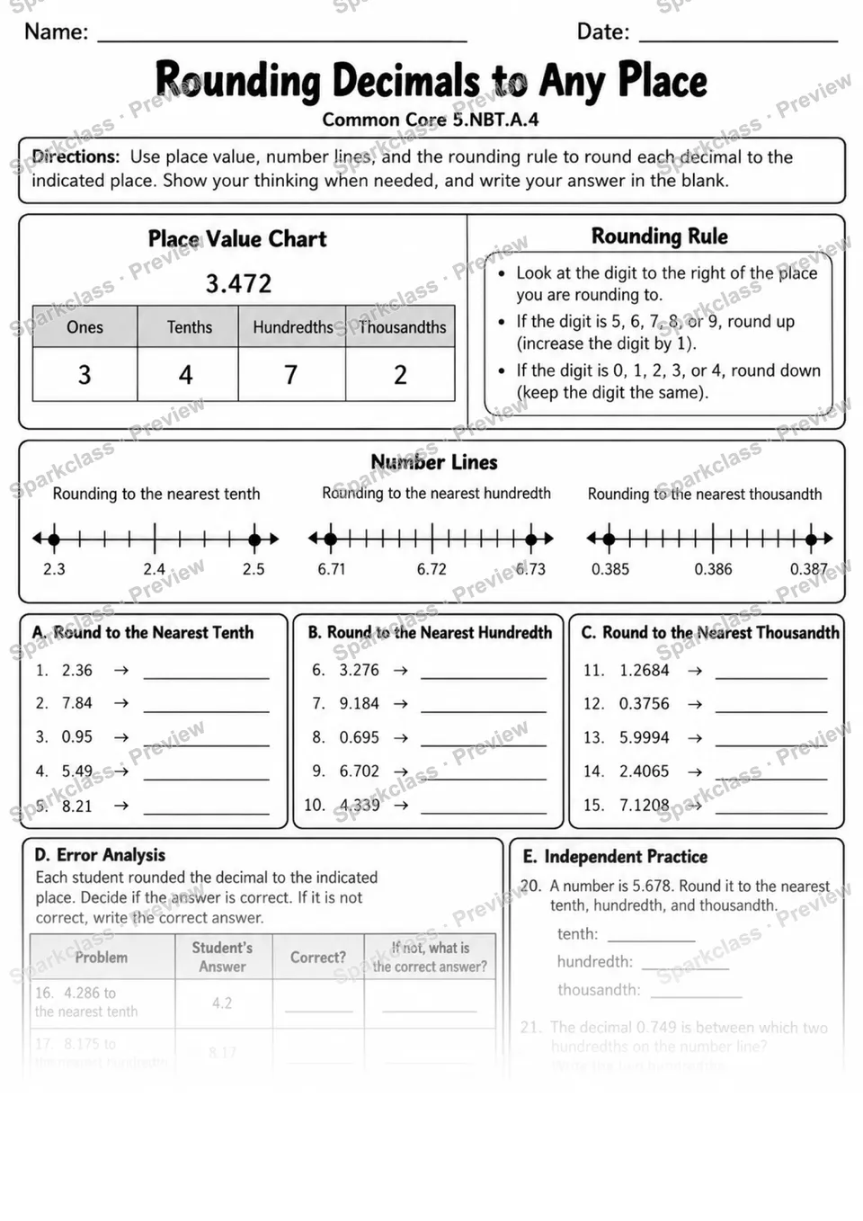 4 Round Decimals Variant 2 — page 1