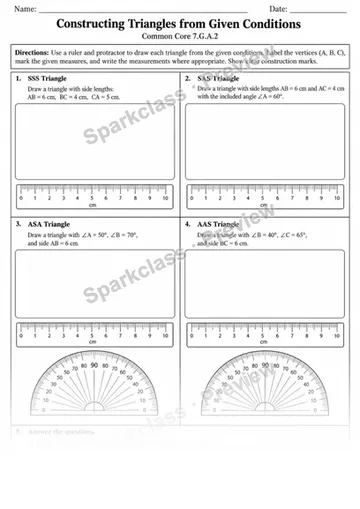 7.G.A.2 · 2 Triangle Constructions — Grade 7 worksheet preview