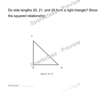 Test for a right triangle — Grade 8 problem preview