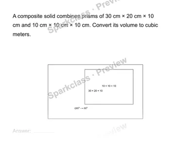 Convert units in a composite volume — Grade 8 problem preview