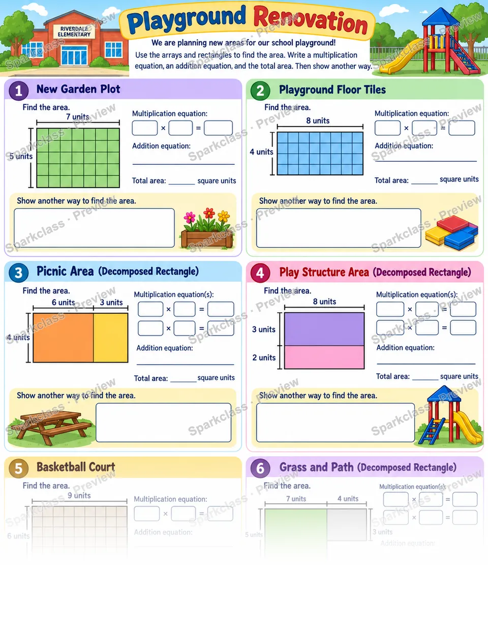 Playground Area · Multiplication and Addition — page 1