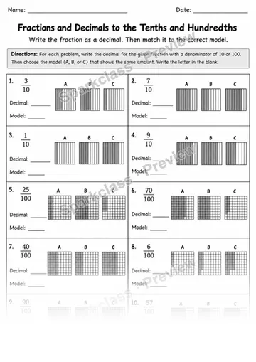 4.NF.C.6 · 6 Decimal Fractions Variant 02 — Grade 4 worksheet preview