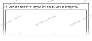 3. Draw an open box net for your best design. Label all dimensions. — Grade 5 problem preview