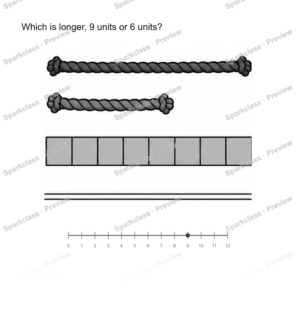 Compare lengths on a line — page 1