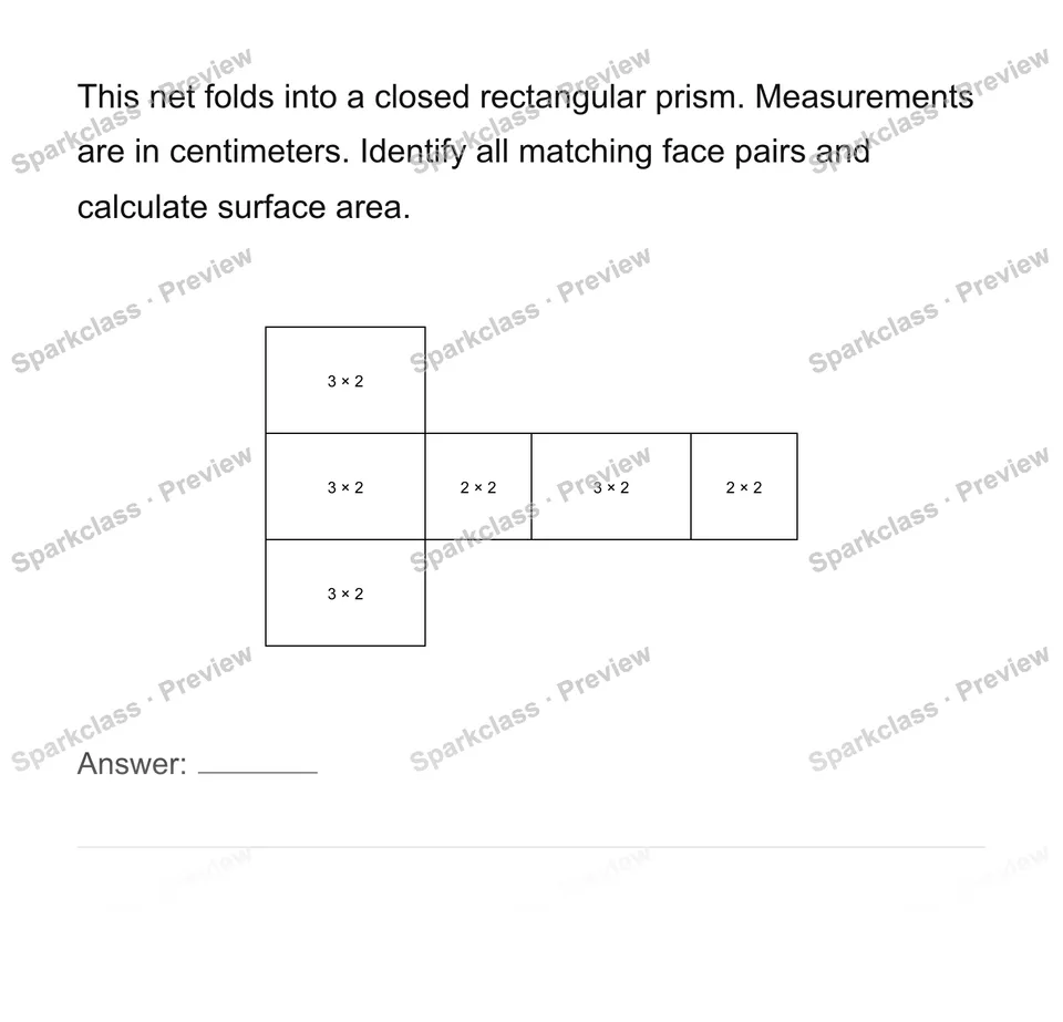 Connect rectangular-prism nets and surface area — page 1