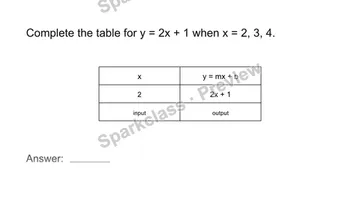 Complete a function table — Grade 8 problem preview