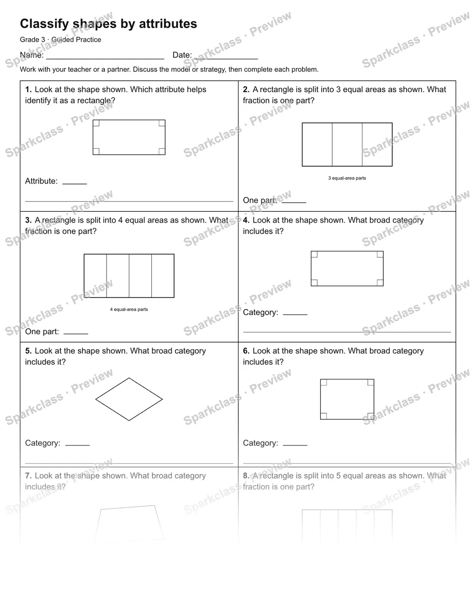 Classify shapes by attributes — Guided Practice — page 1