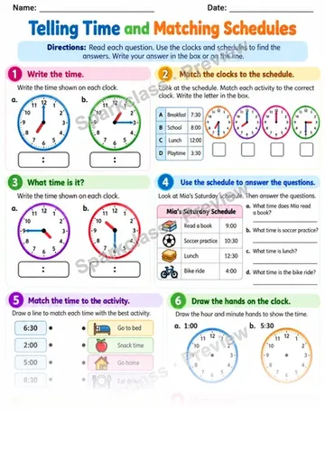 2.MD.C.7 · Time Review — Grade 2 worksheet preview
