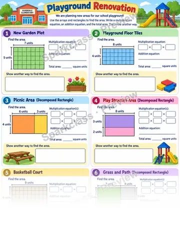 Playground Area · Multiplication and Addition — Grade 3 worksheet preview