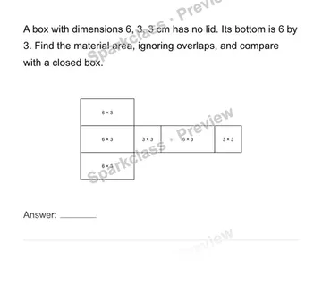 Connect rectangular-prism nets and surface area — Grade 6 problem preview