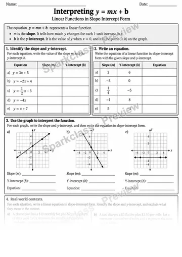 8.F.A.3 · 3 Slope Intercept Interpretation V3 — Grade 8 worksheet preview
