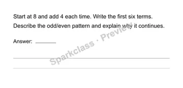 Generate and explain a number pattern — Grade 4 problem preview