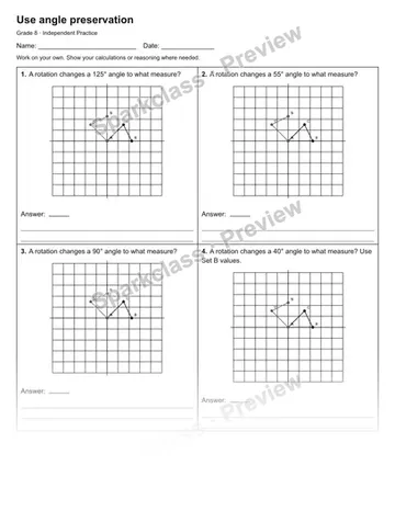 Use angle preservation — Independent Practice — Grade 8 worksheet preview