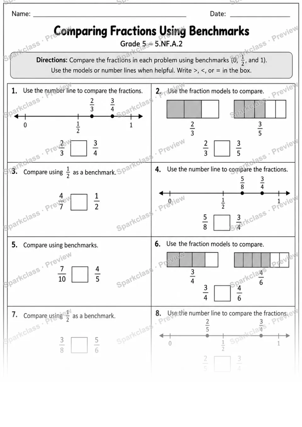 5.NF.A.2 · 2 Fraction Comparison Variant 01 — page 1
