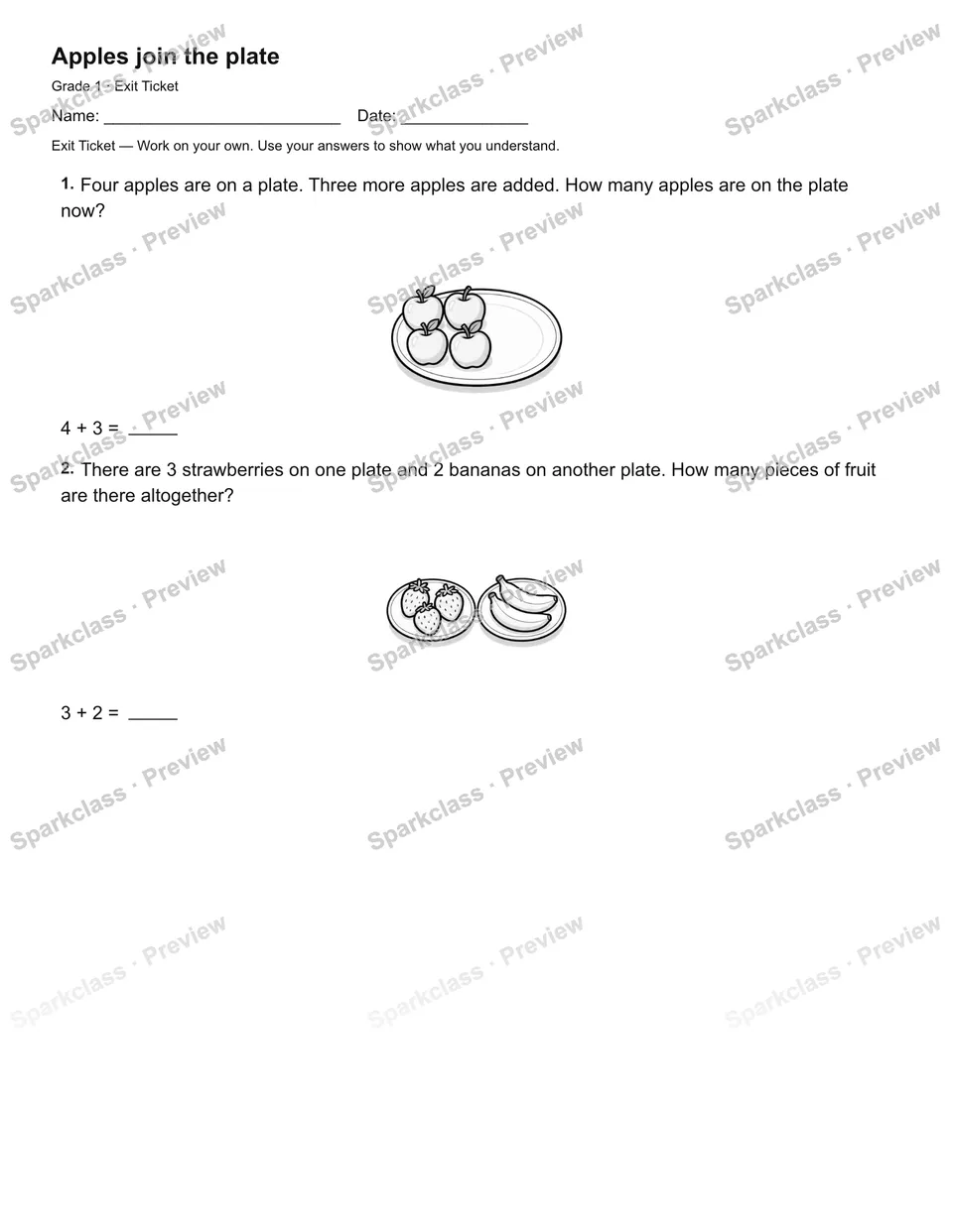 Apples join the plate — Exit Ticket — page 2