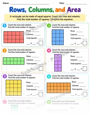 2.G.A.2 · Rows Columns Area — Grade 2 worksheet preview