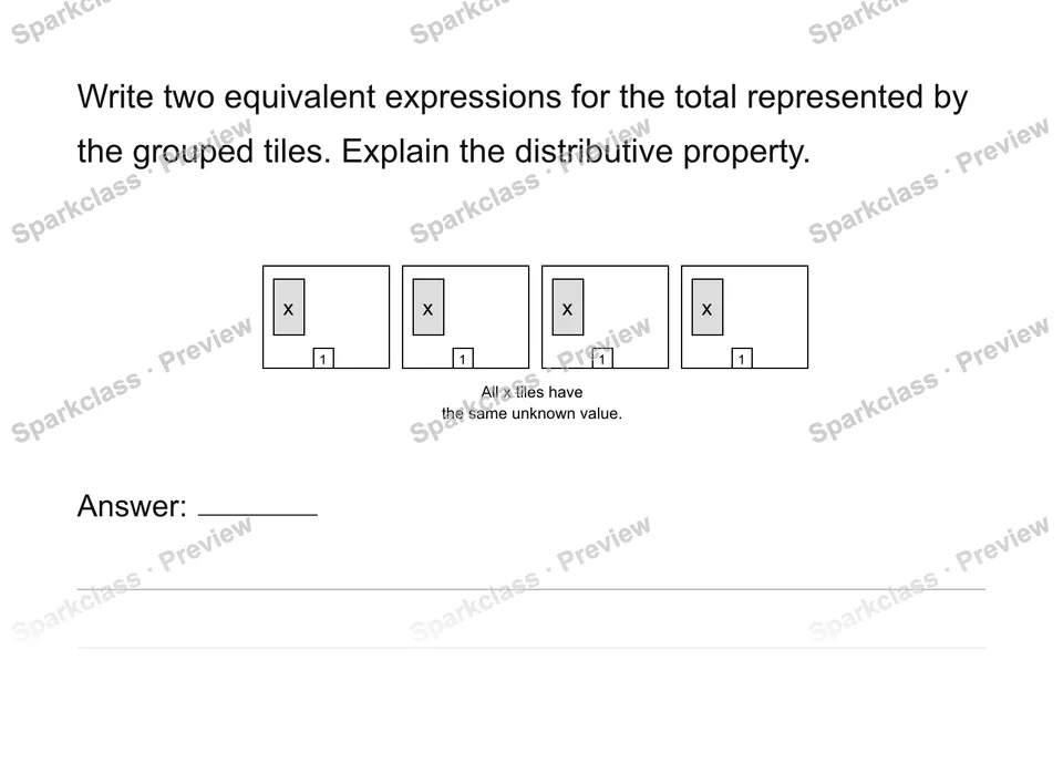 Generate and justify equivalent expressions — page 1