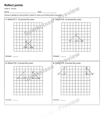 Reflect points — Review — Grade 8 worksheet preview