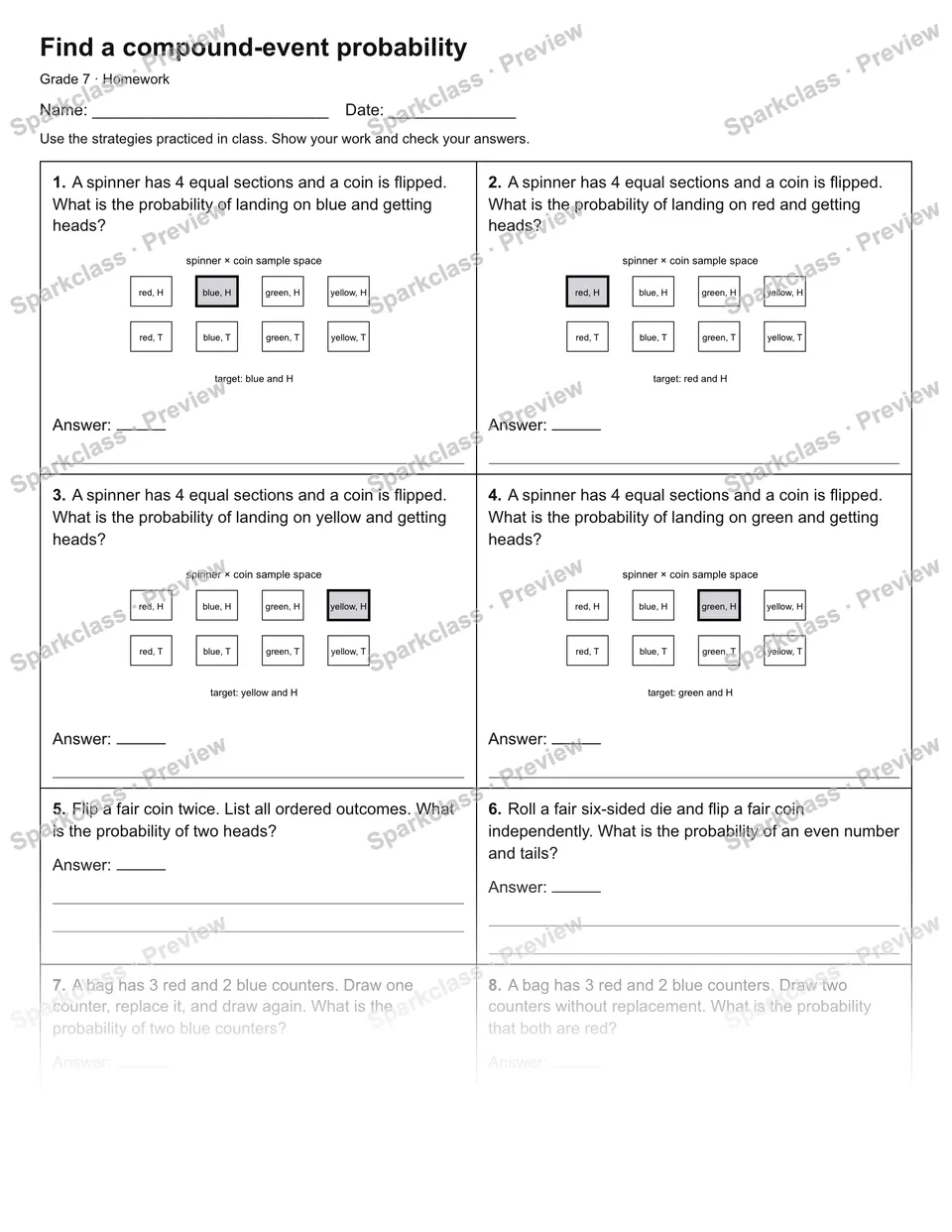 Find a compound-event probability — Homework — page 1