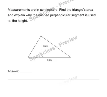 Derive and apply triangle area — Grade 6 problem preview