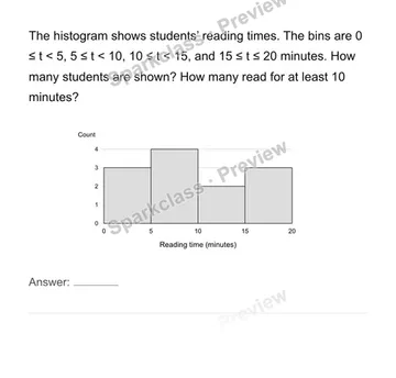 Read histogram intervals — Grade 6 problem preview