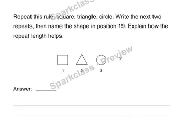 Generate a repeating shape pattern — Grade 4 problem preview