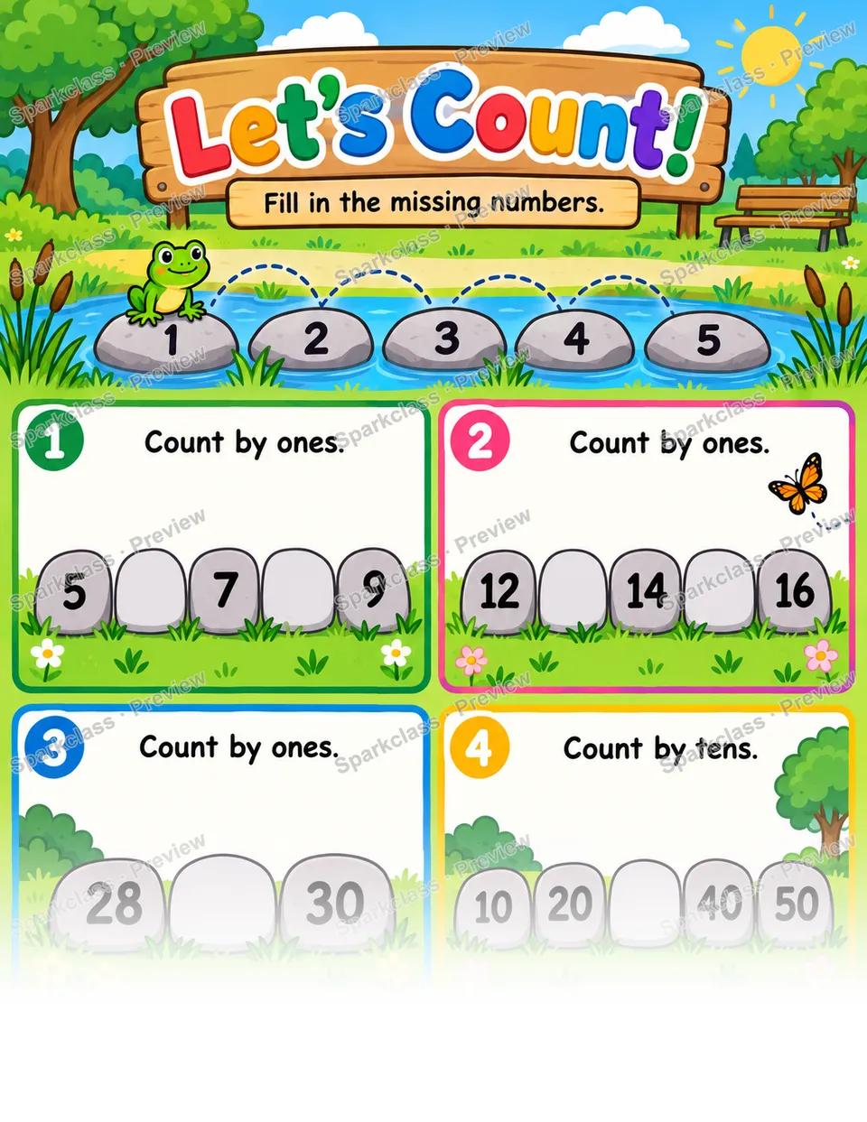 Basic Count to 30 · Missing Numbers — page 1