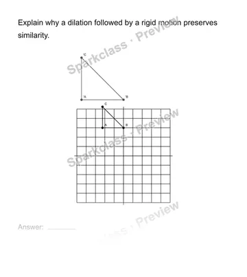 Explain why a transformation preserves similarity — Grade 8 problem preview