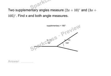 Solve an angle relationship — Grade 7 problem preview