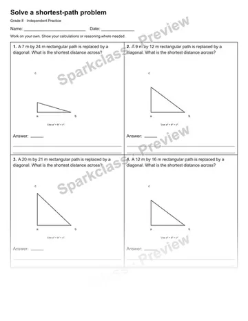 Solve a shortest-path problem — Independent Practice — Grade 8 worksheet preview