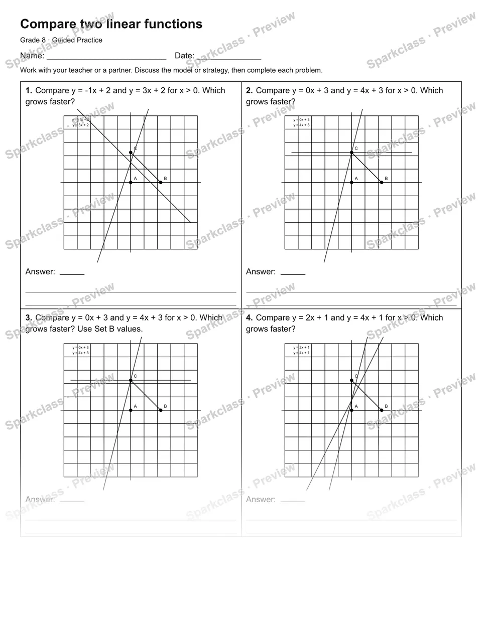 Compare two linear functions — Guided Practice — page 1