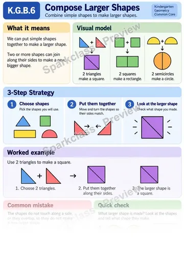 Knowledge Guide · Compose Larger Shapes — Kindergarten worksheet preview