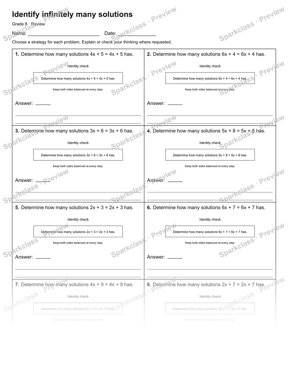 Identify infinitely many solutions — Review — page 1
