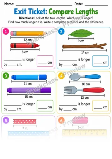 2.MD.A.4 · Length Difference Exit — Grade 2 worksheet preview