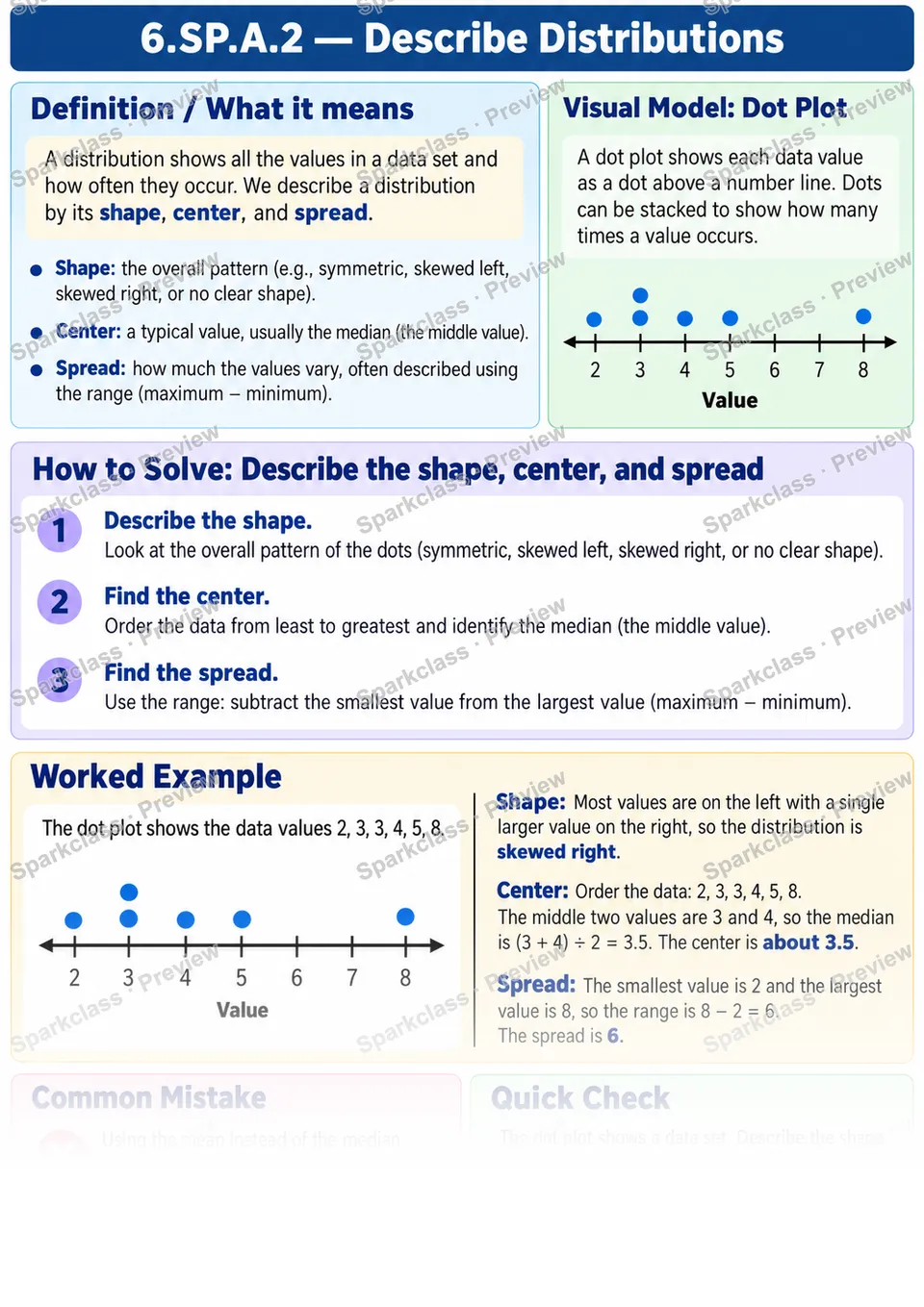 Knowledge Guide · Describe a distribution — page 1