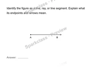 Identify lines, rays, segments and angles — Grade 4 problem preview