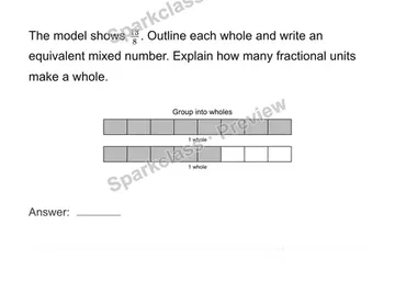Group fractional units into wholes — Grade 4 problem preview