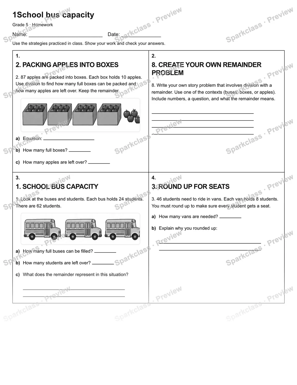 1School bus capacity — Homework — page 1