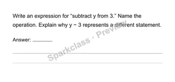 Read and write expressions and identify their parts — Grade 6 problem preview