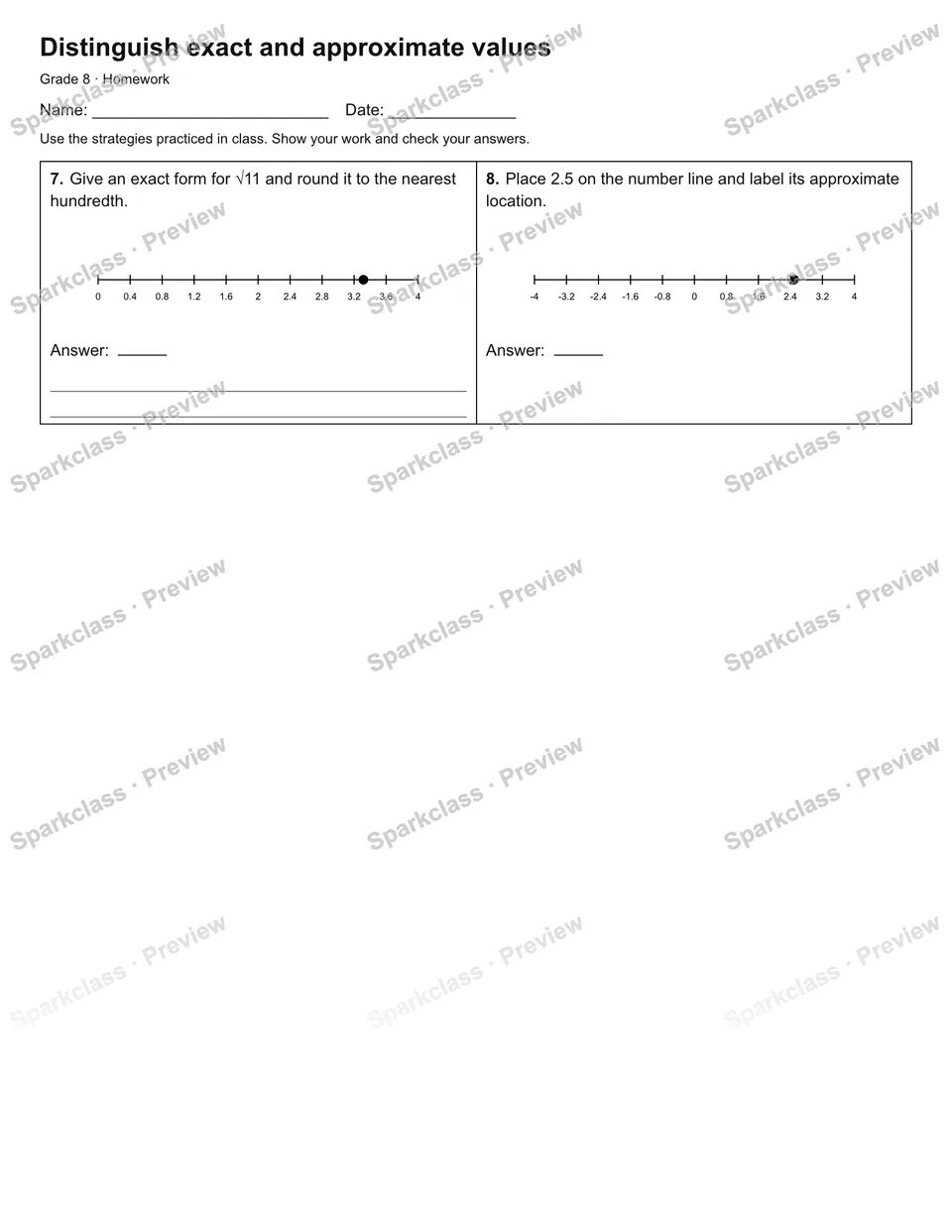 Distinguish exact and approximate values — Homework — page 2