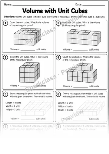 Volume with Unit Cubes — Grade 5 worksheet preview