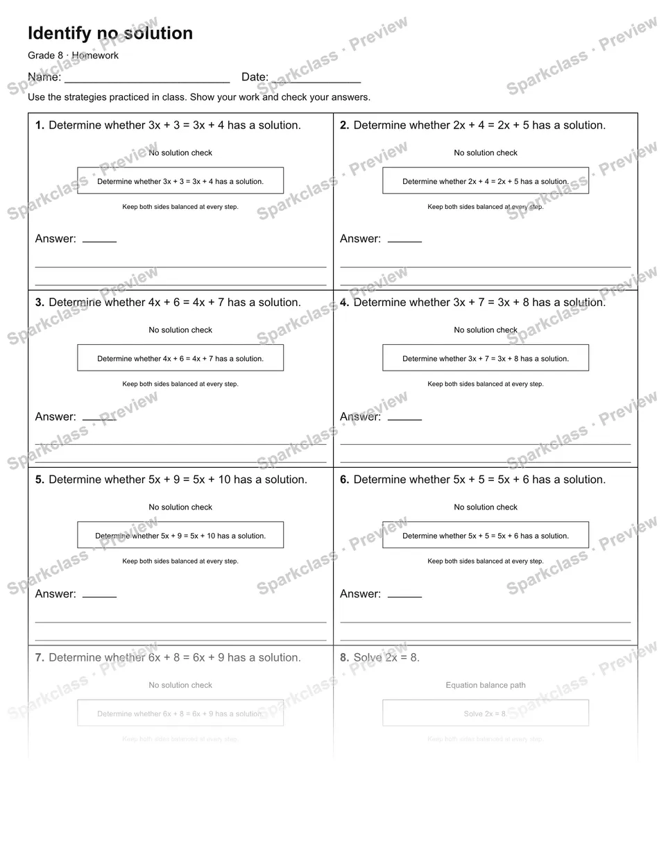 Identify no solution — Homework — page 1