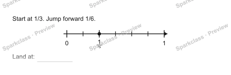 Start at 1/3. Jump forward 1/6. 0 1/3 1 Land at: — page 1