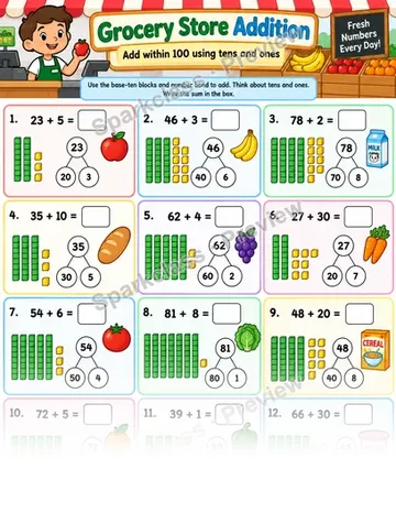 Grocery Store Addition Extra — Grade 1 worksheet preview
