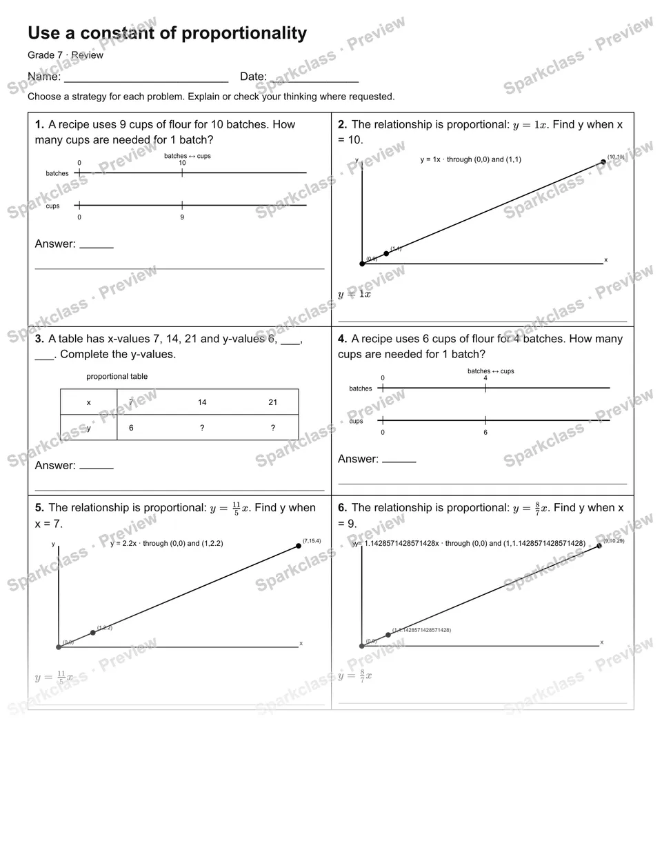 Use a constant of proportionality — Review — page 1