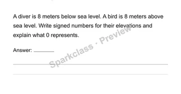 Interpret zero and signs — Grade 6 problem preview