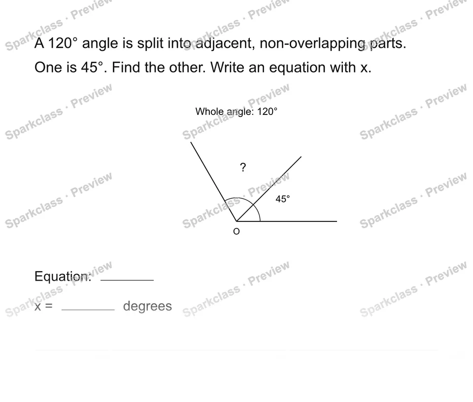 Find an unknown angle — page 1