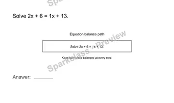 Solve equations with variables on both sides — Grade 8 problem preview
