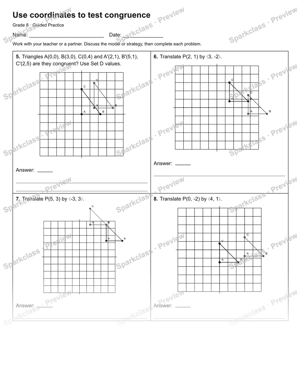 Use coordinates to test congruence — Guided Practice — page 2